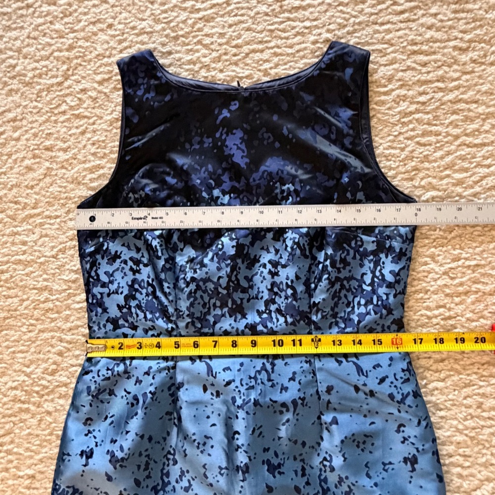 Mario Serrani Italy Navy Blue‎ Abstract Jacquard Sleeveless Sheath Dress Size 8 - Picture 8 of 11